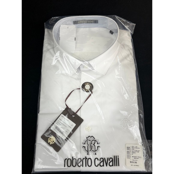 Roberto Cavalli Camicia Slim Fit Classic White Button Down Dress Shirt 17.5  Logo is available for purchase on au PAY Market - Imported Goods Online  Store Co.Ltd. | au PAY Market -